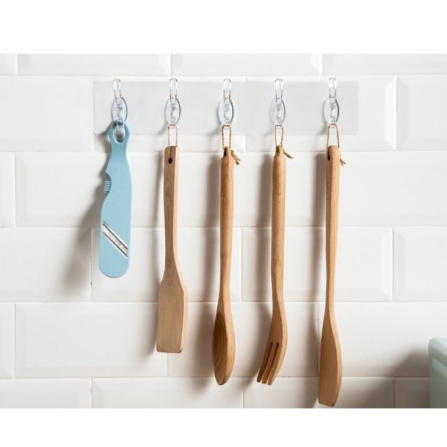 OKK Gantungan HOOK Tempel Transparan 6 Kait Hanger Dinding Kait Dapur Kaca Kamar Mandi Tembok