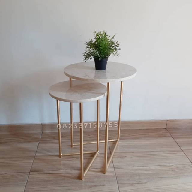 Terbaru Meja Sudut Meja Pojok Corner Table Marmer Twin Model Nesting Shopee Indonesia