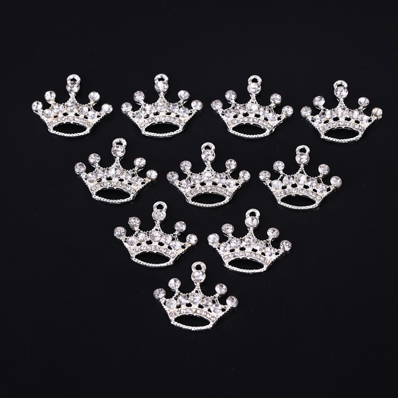 10pcs / set Liontin Mahkota Kristal Bahan Alloy Untuk DIY Perhiasan
