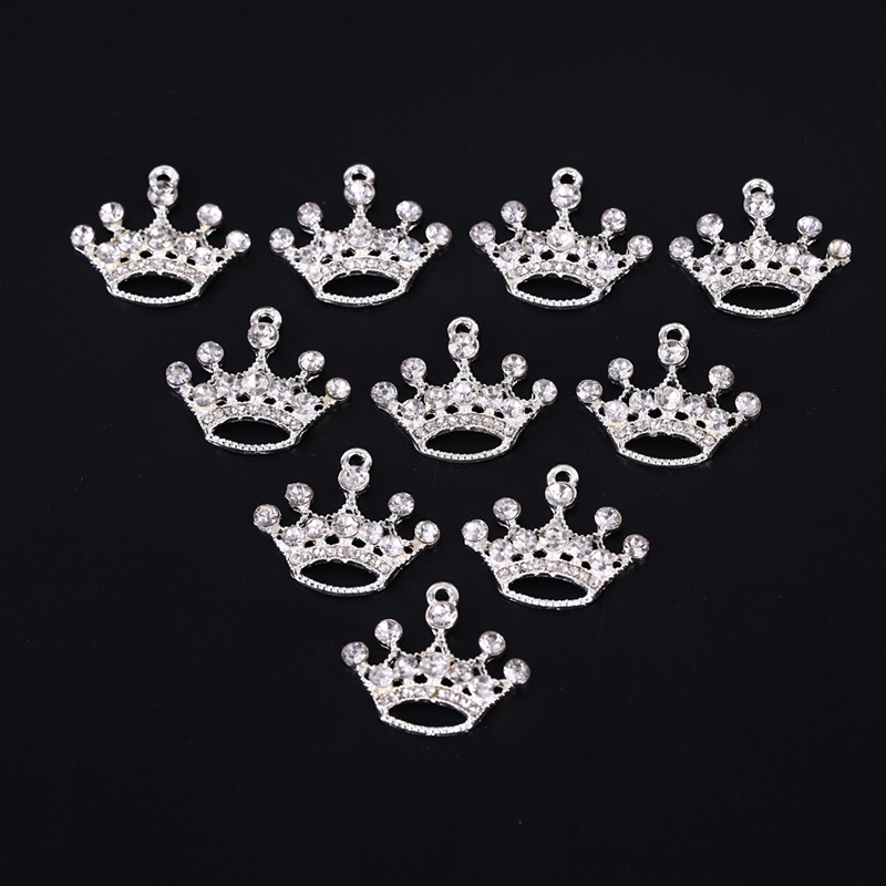 10pcs / set Liontin Mahkota Kristal Bahan Alloy Untuk Membuat Perhiasan