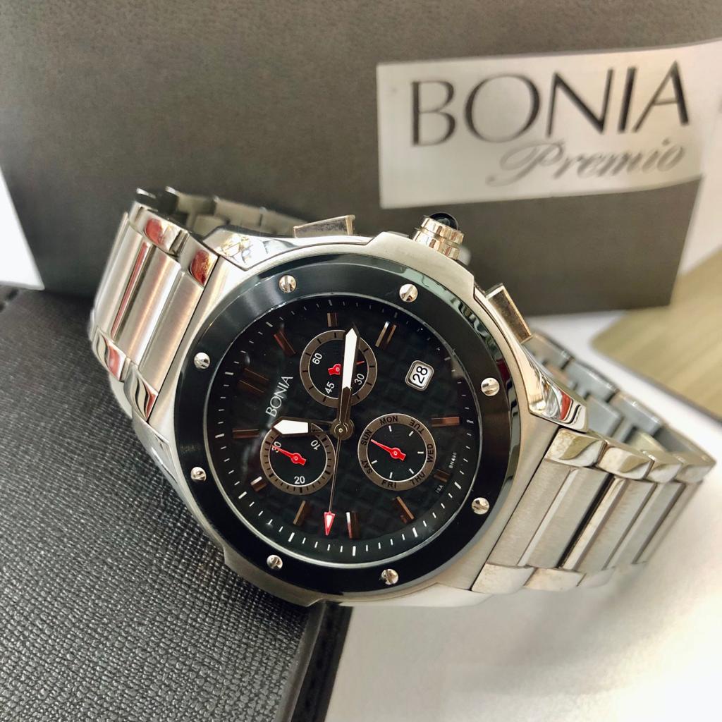 Limited Stock Jam Tangan Pria Original Brand BONIA B498-1332B Man Watch Bentuk Case Bulat Strap Rant