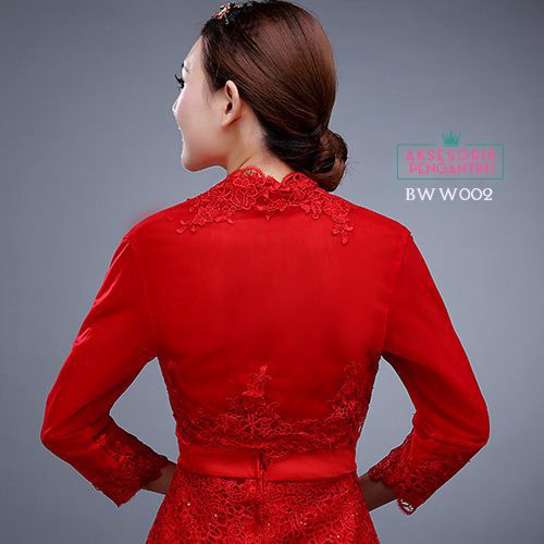 [PALING LARIS] BOLERO PENGANTIN AKSESORIS WEDDING LENGAN PANJANG MERAH BWW002