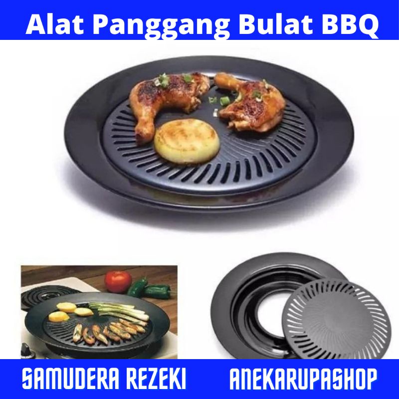 anekarupa alat panggang grill bulat BBQ Korea ayam ikan kuali sosis Bakaran anti lengket kompor gas
