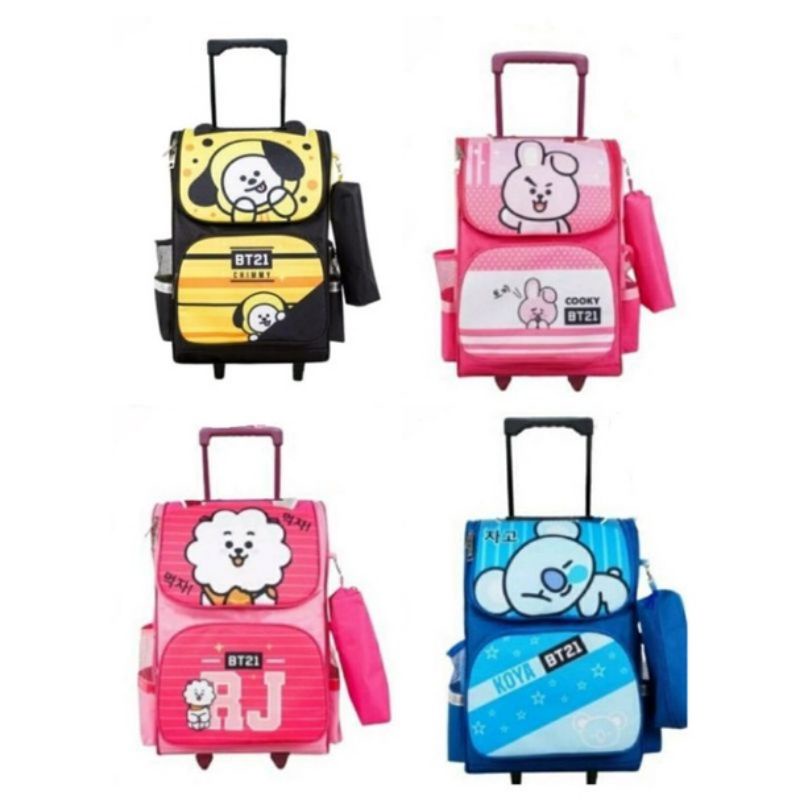 Ransel roda Tas Viral /Kuda Pony 3D/Boba LED Ransel anak sekolah SD tas roda tas troly