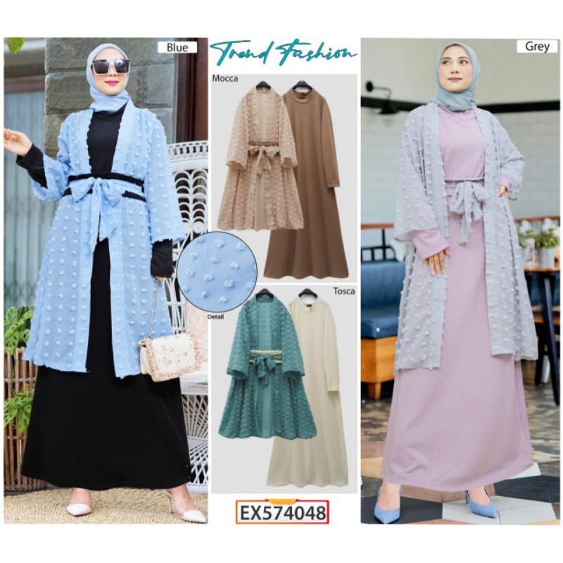 EXTU dress Gamis Cardy Azela Sun Flower Knit+Ruby