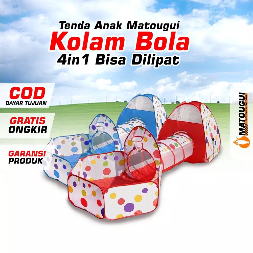 Tenda Anak Mandi Bola Dan Dengan Terowongan Mainan 4 in 1