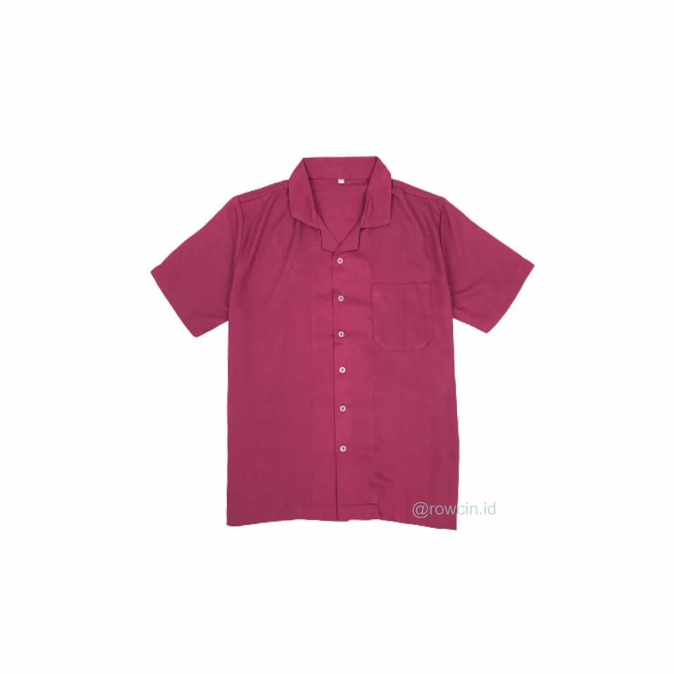 KEMEJA HAWAI POLOS UNISEX KATUN RAYON KEMEJA LENGAN PENDEK-Hawai Magenta
