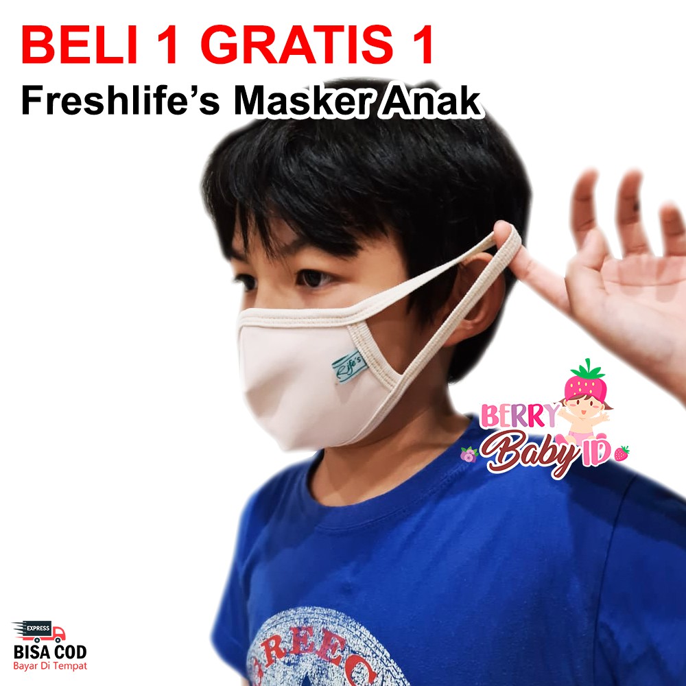 Fresh Life BELI 1 GRATIS 1 Freshlife's Masker Anak Kain Premium Scuba Skuba Berry Mart