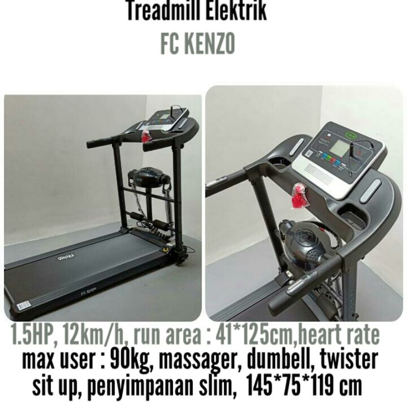 Treadmill elektrik FC Kenzo alat olahraga fitness