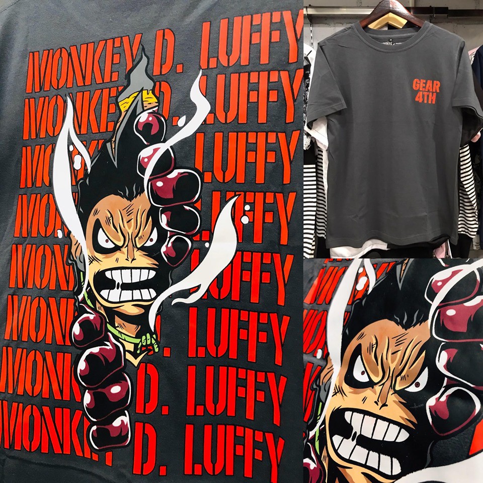 Tshirt Luffy gear 4th Onepiece Mugiwara color Grey