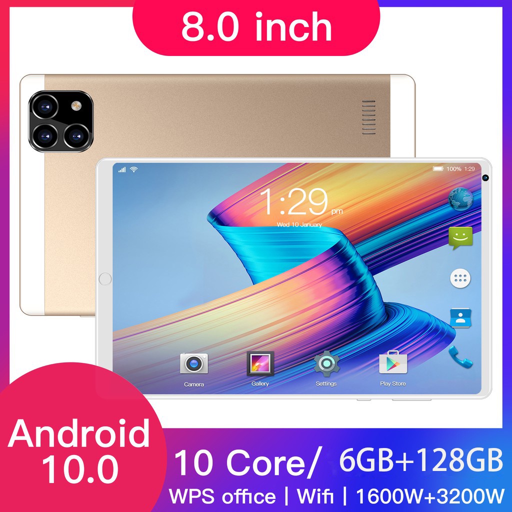 [Latest] 8‘’ inch Tablet PC 8G + 128G 4G Network WiFi Network Tablet PC Android 9.0 ArgeDual SIM IPS