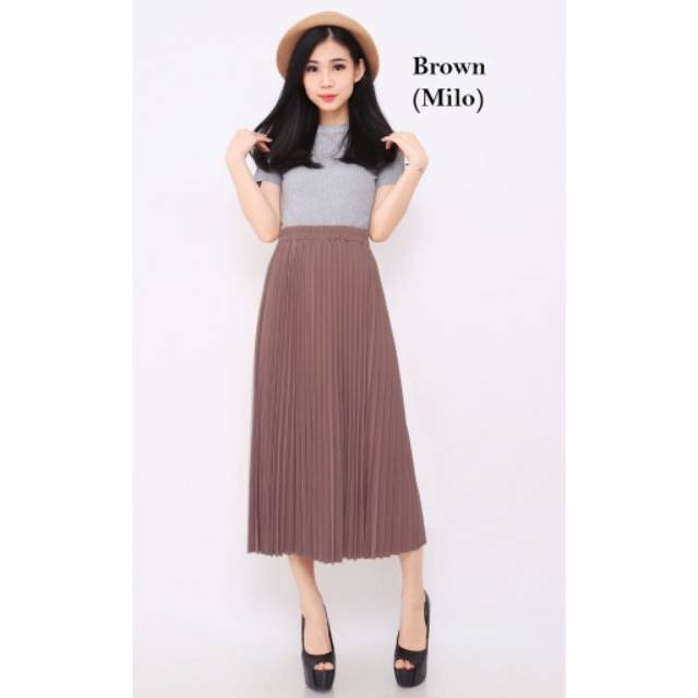 Rok plisket sebetis - Rok wanita pleated skirt 7/8