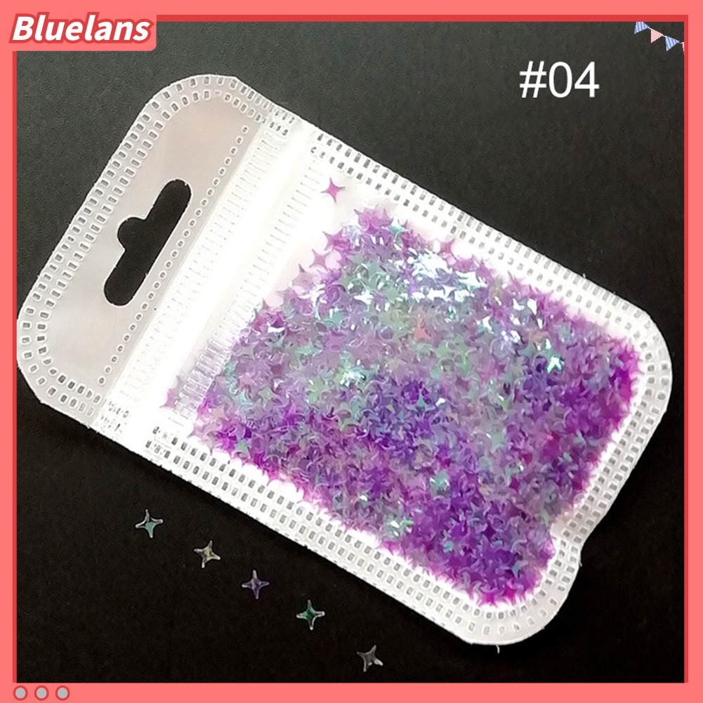 Bluelans Payet Glitter Bentuk Salib / Bintang / Kepingan Salju Untuk Dekorasi Nail Art 3D