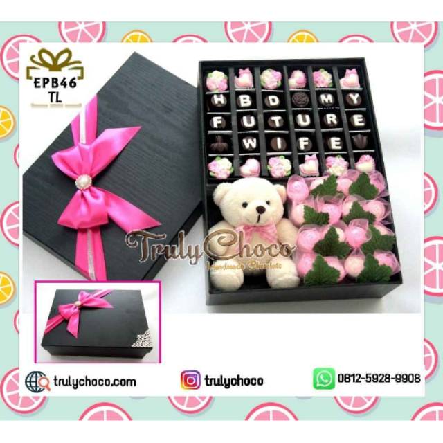 

Coklat trulychoco ulang tahun special dengan boneka dan bunga