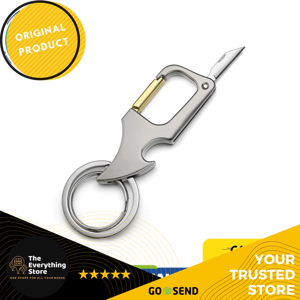 Gantungan Kunci Karabiner EDC Pisau Mini Pembuka Tutup Botol Hobby
