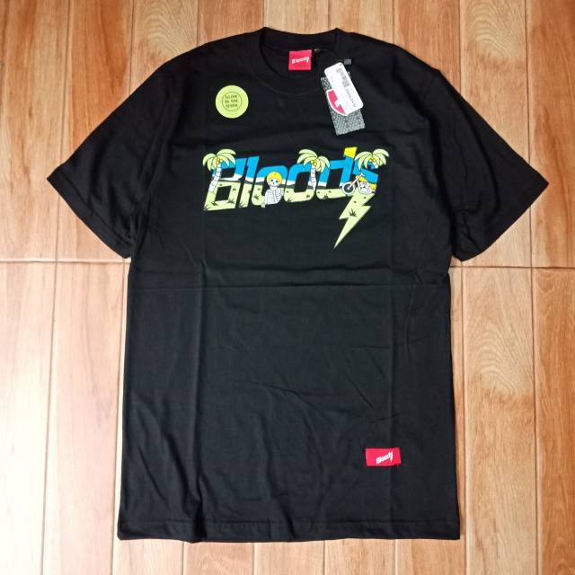  Kaos  Distro BLOODS glow  in the dark  FREE STiCKER Shopee  