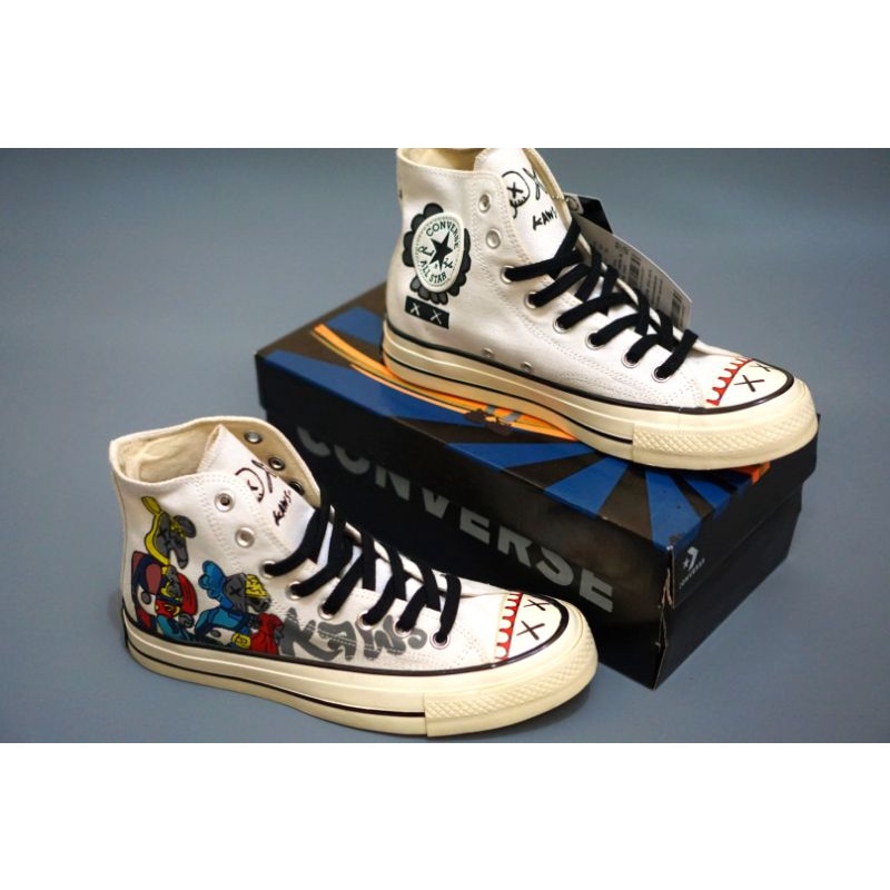New Sepatu Converse 70s x kaws Companion High Glossy Black White Yellow white Soft Army Grey-1