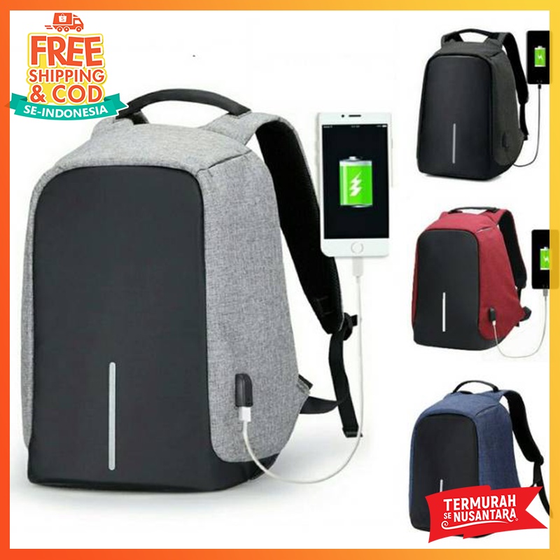 [FREE CABLE USB] TAS RANSEL PRIA BACKPACK USB PRIA TAS LAPTOP TAS PUNGGUNG DISTRO USB TAS KERJA