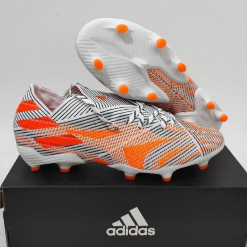 Sepatu Bola Adidas Nemeziz 19.1 White Orange Fg