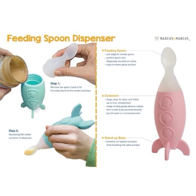 MARCUS &amp; MARCUS Baby Feeding Spoon Dispenser Rocket