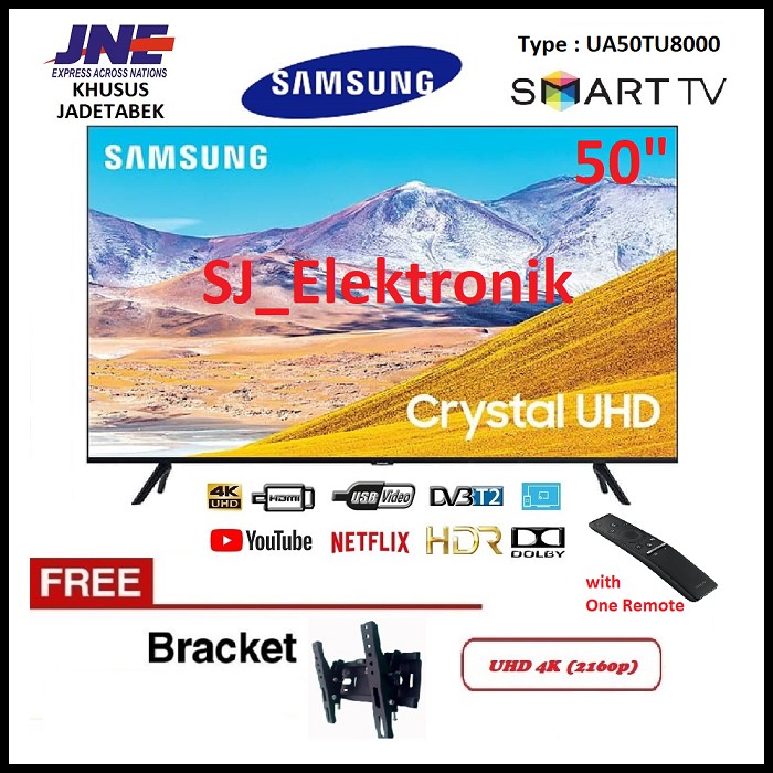Free Braket LED TV Samsung 50 Inch UA50TU8000 - 50TU8000 Crystal UHD 4K SmartTV