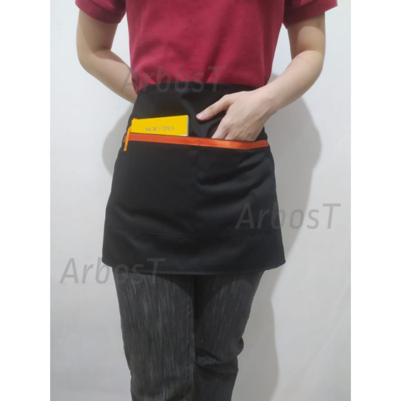 Apron Mini Celemek Waitress Apron Cafe Resto Restoran Apron setengah badan