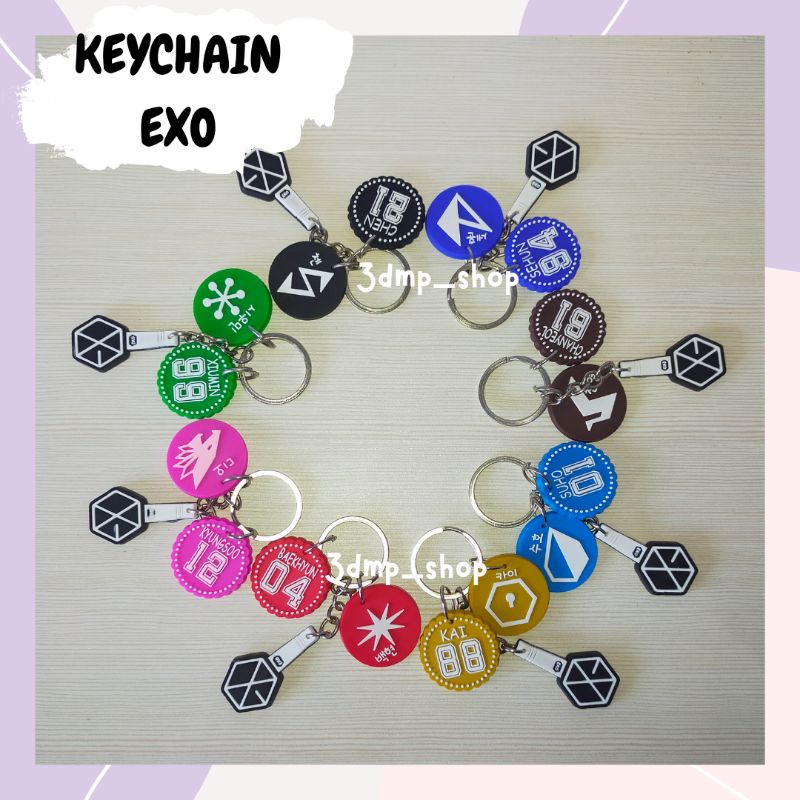 Gantungan Kunci  hp holder Keychain ganci elemen power EXO KPOP Kai xiumin chen Sehun Chanyeol Baekhyun Suho D.O Kyungsoo ganci karet