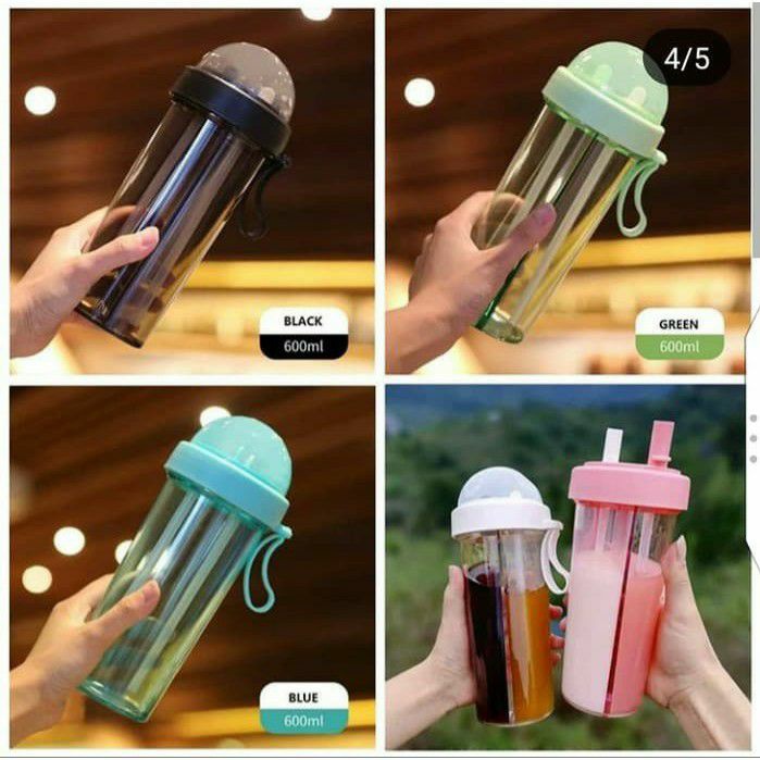 Botol Minum Dua Sisi 2 Sedotan Duet Couple Bottle Travel