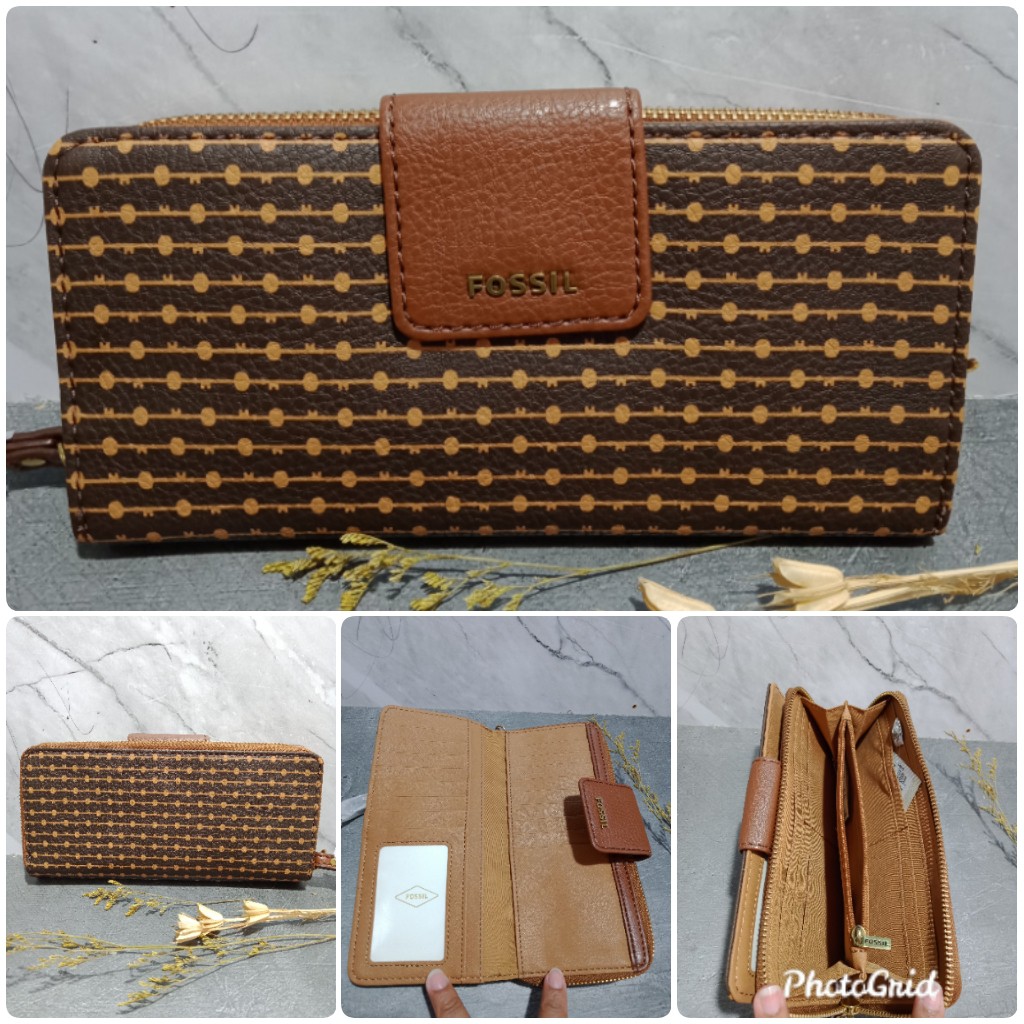 Madison Zip Clutch Multi Brown
