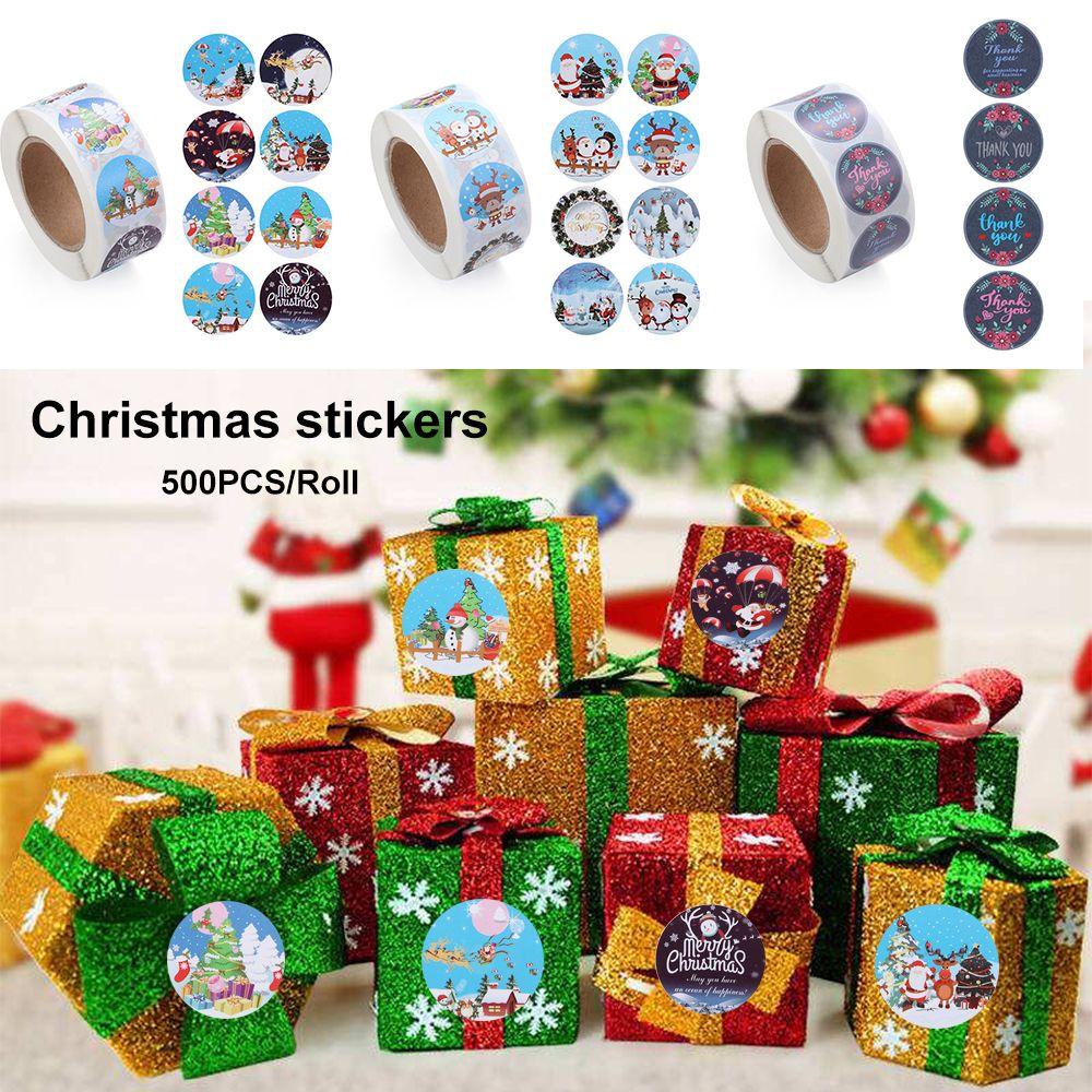 500pcs / Roll Stiker Segel Amplop Motif Natal Untuk Perlengkapan Pesta