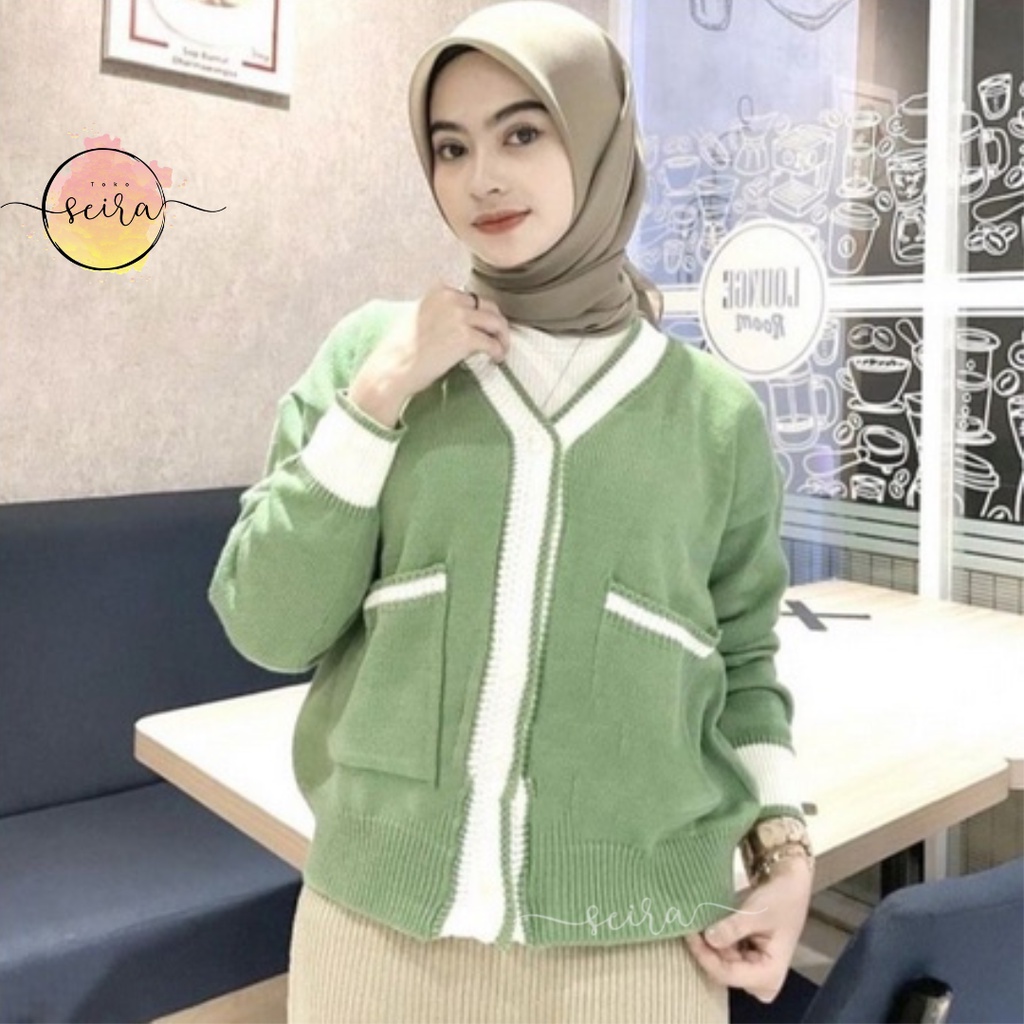 [BISA COD] Cardigan Rajut Kancing Pocket Kyla / Outer Outwear Kiyowo Cardy / Cardi Terbaru Kancing Hidip Saku