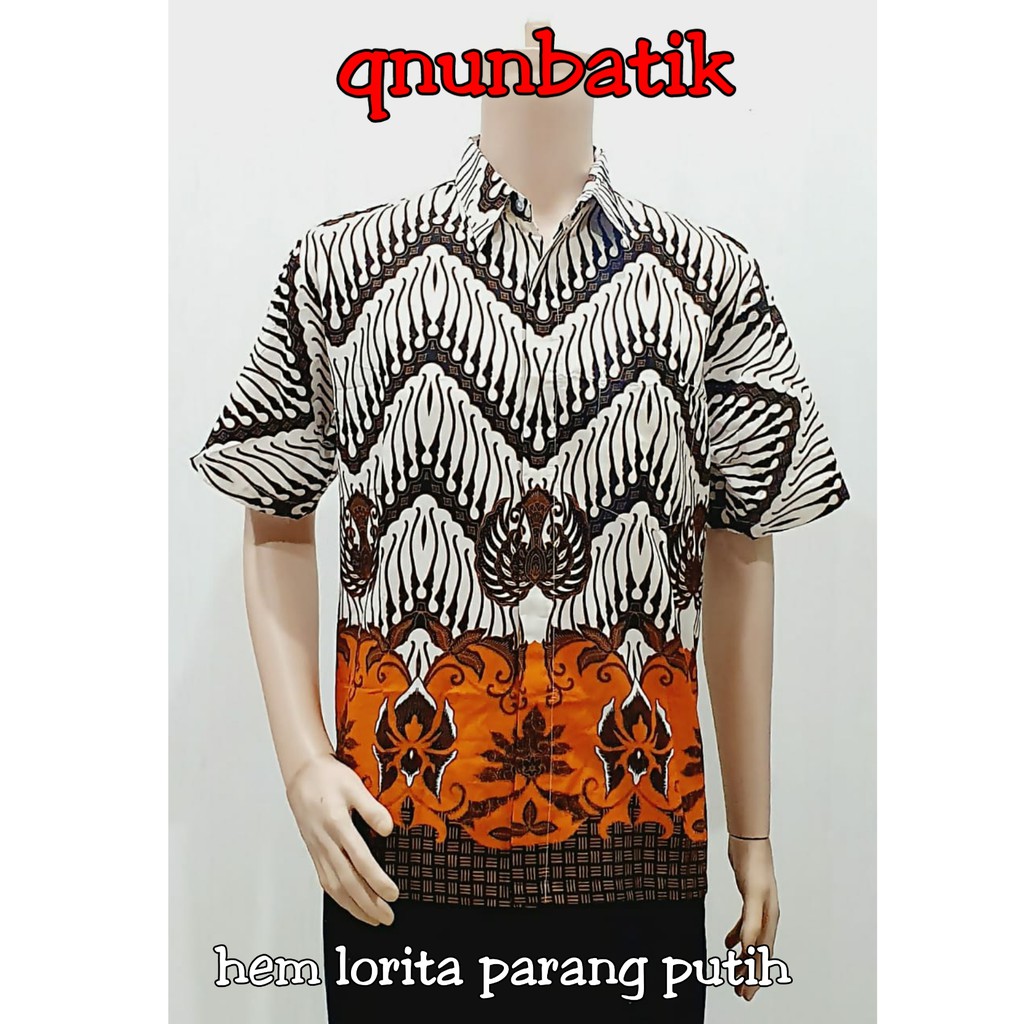 QNUNBATIK KEMEJA BATIK LENGAN PENDEK LORITA PUTIH
