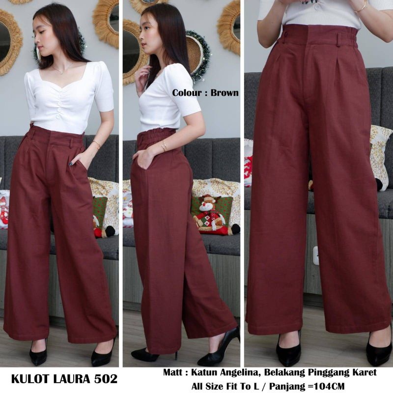 502 Celana wanita model kulot laura maroon