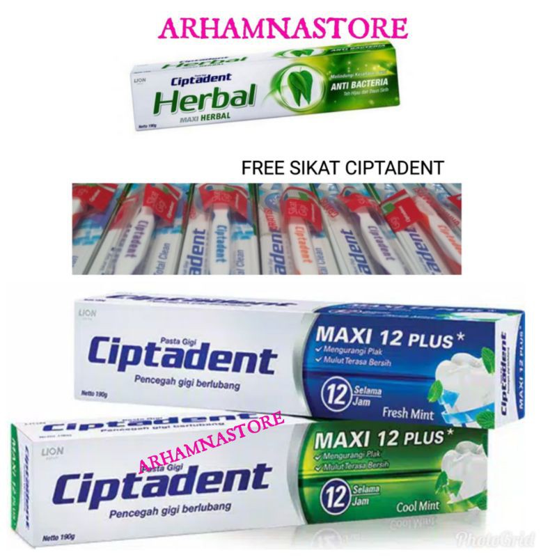 CIPTADENT Toothpaste Herbal/CoolMint/Freshmint 190gr/225gr