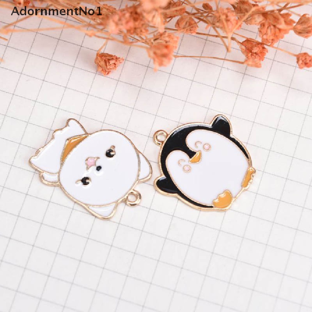 (AdornmentNo1) 10pcs / Set Liontin Enamel Bentuk Penguin / Anjing Bahan Alloy Untuk Kerajinan Tangan DIY