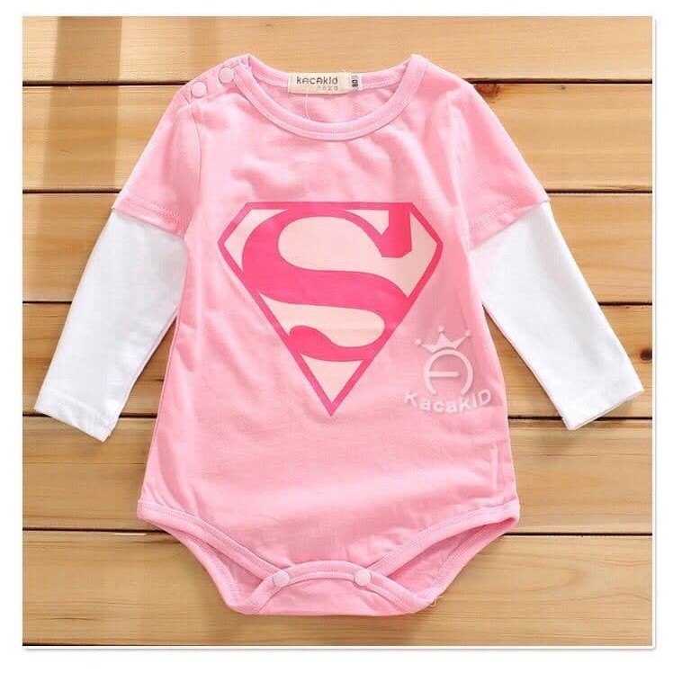 Promo !! Jumper anak perempuan cute murah - LS jumper supergirl baby kids sz 1th-3th (pink)