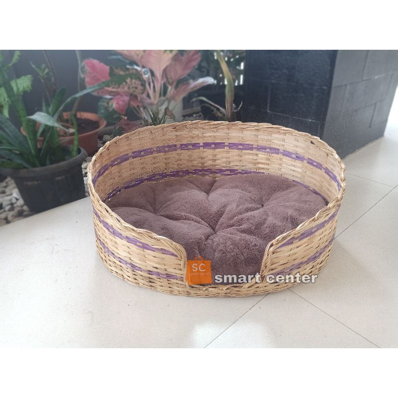 Tempat Tidur Kucing Anjing Keranjang Bambu Dan Kasur Cat Bed