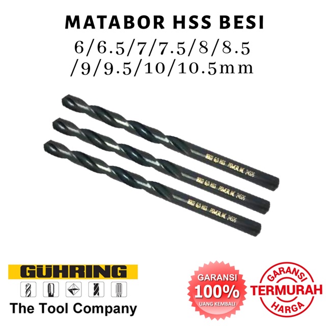 MATA BOR BESI HSS GUHRING POWERLINE 6mm 6.5mm 7mm 7.5mm 8mm 8.5mm 9mm 9.5mm 10mm 10.5mm ASLI MADE IN GERMANY