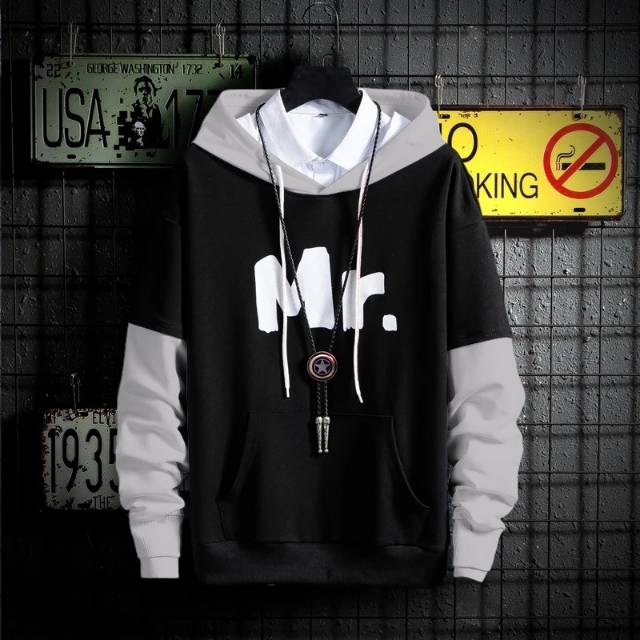 TOTOTAshop.Sweater hoodie MR.2 ukuran L-XL BAhan fleece tebal.tulisan sablon