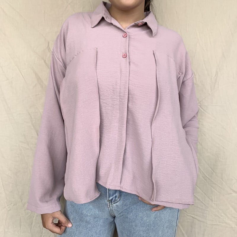 Tq88indonesia Fashion Baju Atasan Wanita Terbaru /  Kalu Oversize Shirt XXL / Blus Polos Lengan Panjang / Busana Santai Cewek / Ootd / Outfit Kasual Kekinian