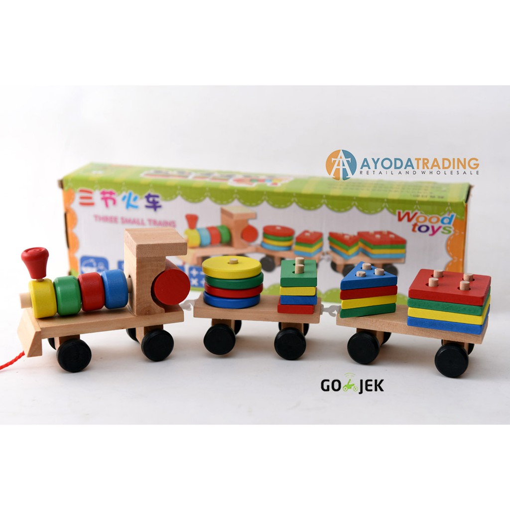 Mainan Edukasi Wooden Train Kereta Keretaan Puzzle Block