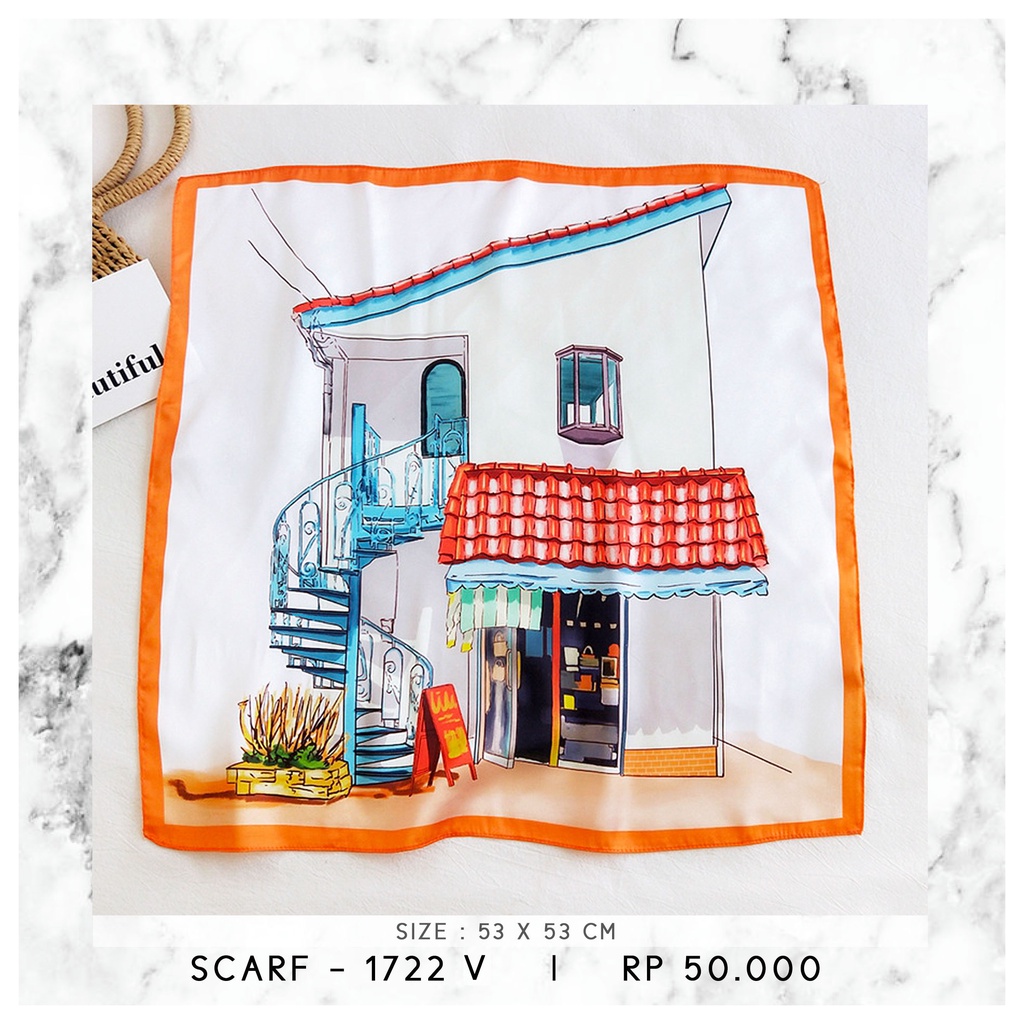 SCARF / SYAL KOREA / NECK SCARF  (SIZE 53 X 53)-1722 V