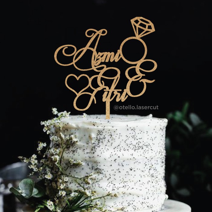 Custom Cake Topper Wedding Cake Pernikahan Hiasan Kue Nama Pasangan