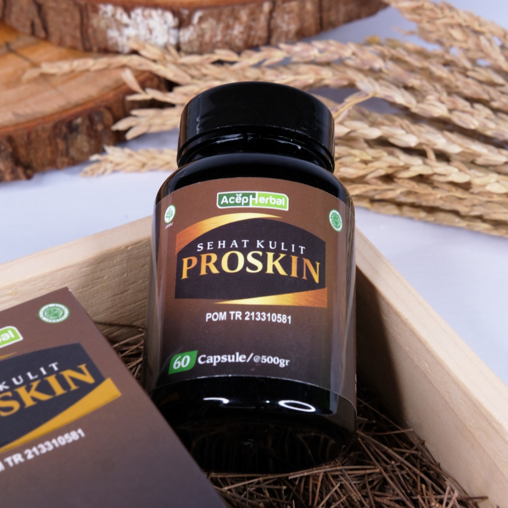 Obat Eksim Kering Basah Exim Menahun Gatal Exsim Gatal Berair Borok Budug Bernanah Psoriasis Kulit Kepala Herbal Proskin Isi 60 Kapsul BPOM dan Halal MUI 100% Original