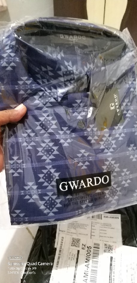 Kemeja Batik Slimfit Dan Reguler Navy Motif Anyam Full Katun Murah Gwardo