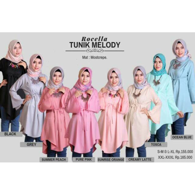 Tunik Melody Size XXL-XXXL|Atasan Wanita Tunik Polos|Tunik Murah|Pakaian Wanita Tunik Modern