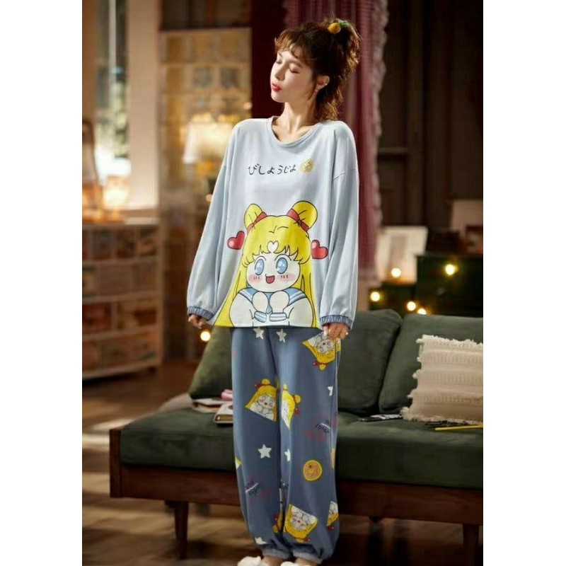 Piyama 519 Import Baju Tidur Usagi Sailormoon Sailor Moon Panjang Anak Perempuan Remaja Wamita