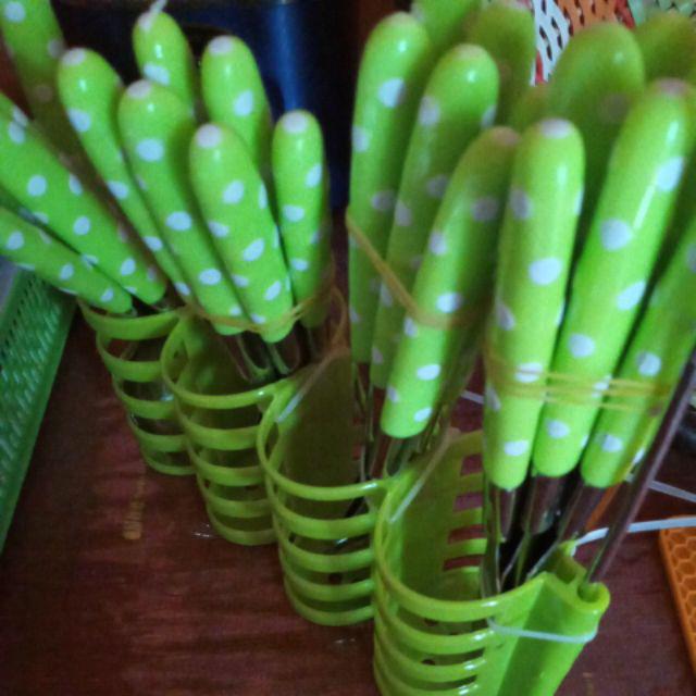 Sendok Garpu Pisau Polkadot Alat Makan Set Lengkap 24 Pcs