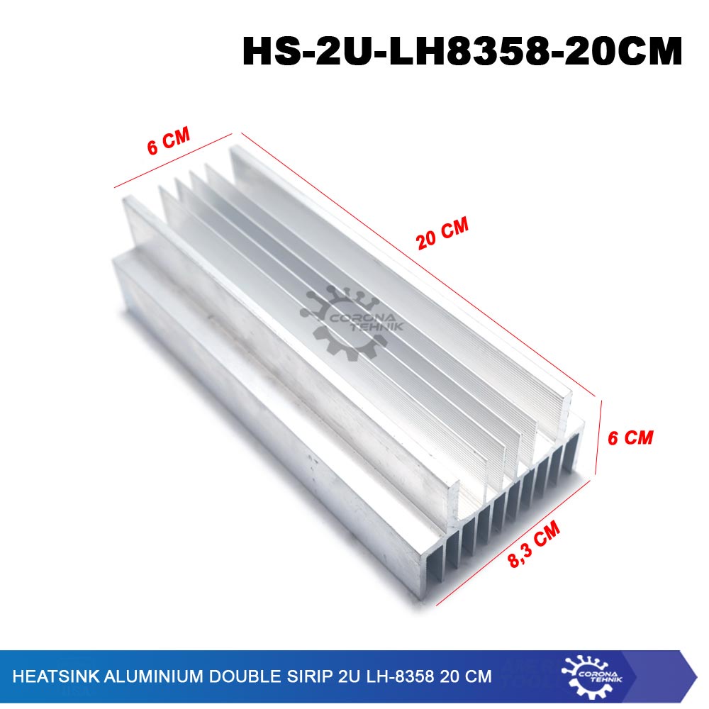 LH-8358  - Heatsink Aluminium Double Sirip 2U  20 cm