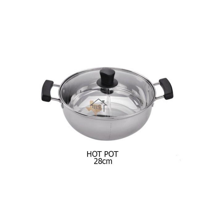 PANCI MASAK DENGAN SEKAT THICK HOT POT COOKER STAINLESS 28CM